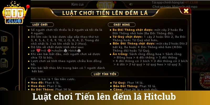 Luat choi Tien len dem la Hitclub Luật chơi Tiến lên đếm lá Hitclub