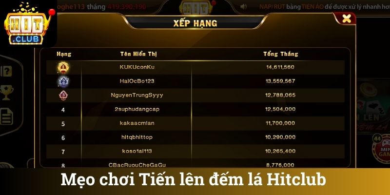 Meo choi Tien len dem la Hitclub Mẹo chơi Tiến lên đếm lá Hitclub