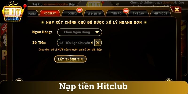 Nap tien Hitclub Các phương thức nạp tiền tại Hitclub